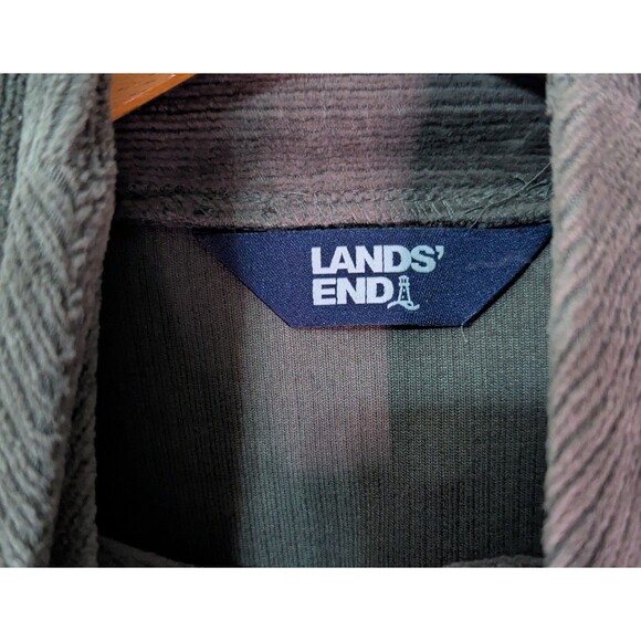 Lands End Sweater Womens Size 10-12 Green Quarter Zip Pullover Fleece  (A26m) - Picture 3 of 4